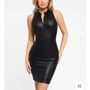 Popilush zipper shape wear pleather dress Medium